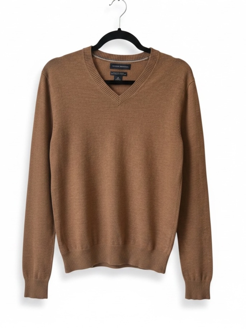 Banana Republic Men's V-Neck Extra Fine Merino Wool Sweater in Camel Brown